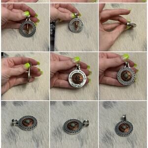 Sterling Turquoise Copper Waldeck Johnson Indian Art Santa Fe NM Spinner Pendant